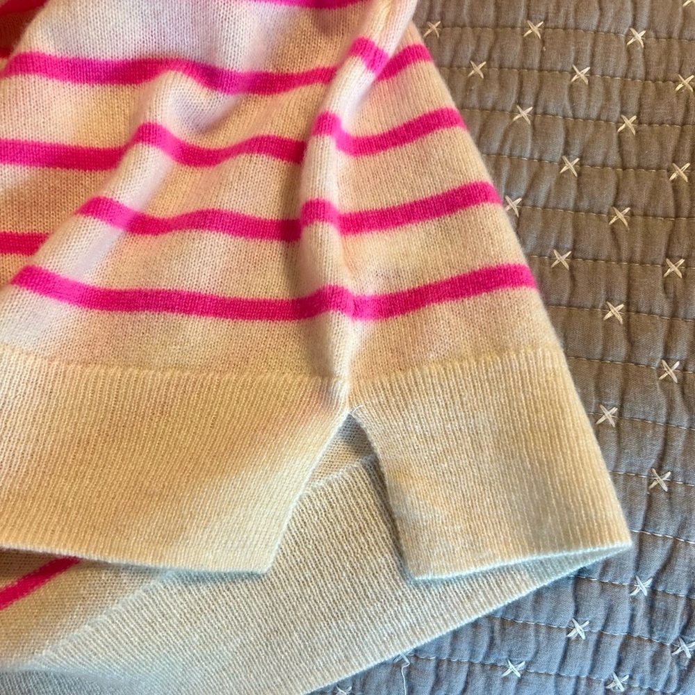 ANTONIO MELANI Women’s Cream and Pink Striped Cashmere Sweater Size XL - Picture 6 of 8